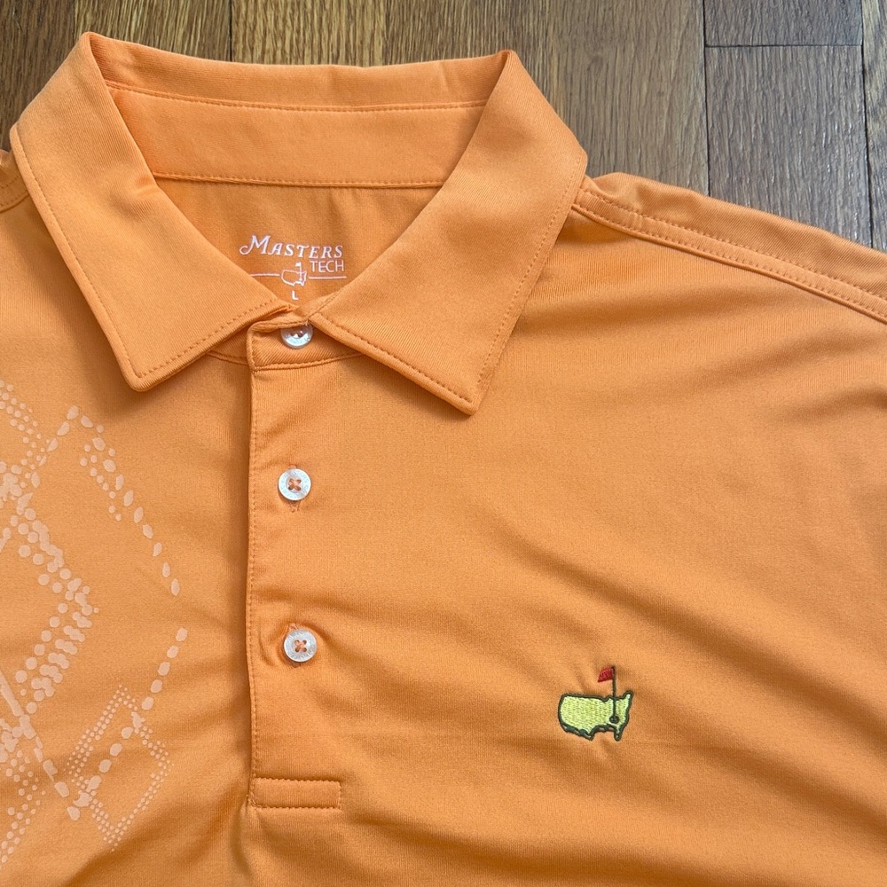 Masters Tech Orange Polo Golf Shirt Size Large
